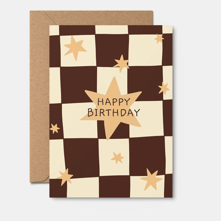 Happy Birthday Star Checkers Greeting Card