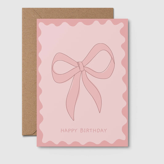 Bow & Wavy Coquette Birthday Card